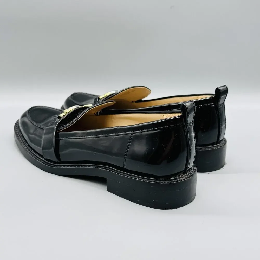 Sam Edelman Black Patent Leather Loafers with Gold Accent, Men's 10.5 - Picture 5 of 11